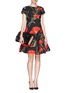 Figure View - Click To Enlarge - - - Carnation print patchwork ruche skirt