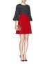 Figure View - Click To Enlarge - - - Flare high waist cady skirt