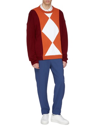 Figure View - Click To Enlarge - 8ON8 - Geometric appliqué colourblock sweater