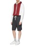 Figure View - Click To Enlarge - 8ON8 - Colourblock satin panel hoodie