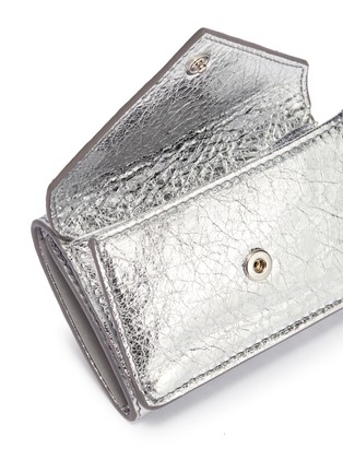 Detail View - Click To Enlarge - BALENCIAGA - 'Papier' cracked metallic leather mini wallet