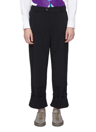 Main View - Click To Enlarge - PRONOUNCE - Roll cuff panelled sheep wool workwear pants