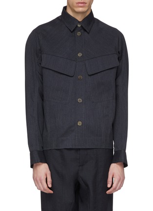 Main View - Click To Enlarge - PRONOUNCE - Slant chest pocket sheep wool shirt jacket