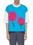Main View - Click To Enlarge - PRONOUNCE - Floral face graphic print colourblock T-shirt