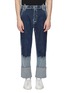 Main View - Click To Enlarge - PRONOUNCE - Scratched roll cuff jeans