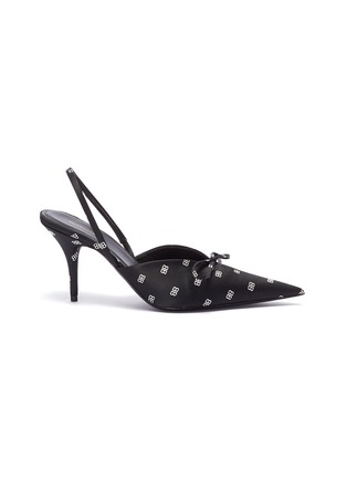 Main View - Click To Enlarge - BALENCIAGA - 'Knife' bow logo print slingback pumps