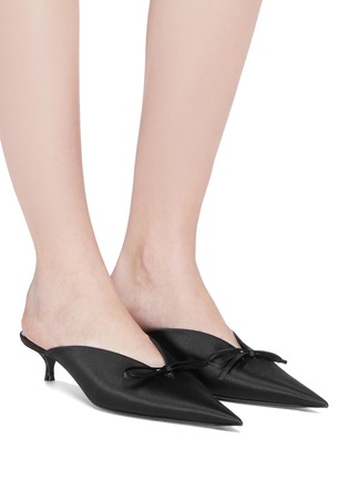 Figure View - Click To Enlarge - BALENCIAGA - 'Knife' bow satin mules