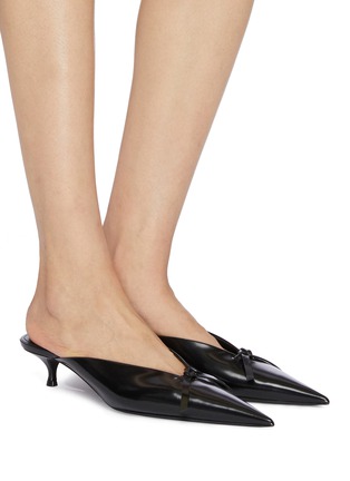 Figure View - Click To Enlarge - BALENCIAGA - 'Knife' bow leather mules