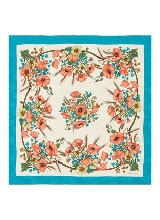 Detail View - Click To Enlarge - GUCCI - 'Lady Clicot' poppy print silk jacquard scarf