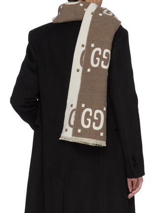 Figure View - Click To Enlarge - GUCCI - Reversible GG logo jacquard wool-silk scarf