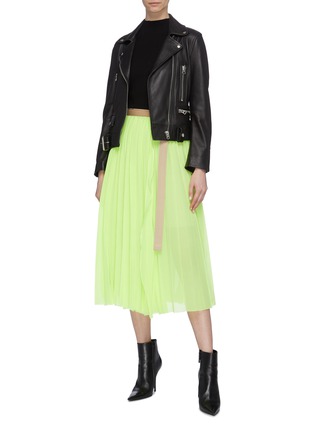 Figure View - Click To Enlarge - SACAI - Belted pleated wrap skirt
