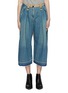 Main View - Click To Enlarge - SACAI - Twill back panel patchwork pleated denim culottes
