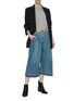 Figure View - Click To Enlarge - SACAI - Twill back panel patchwork pleated denim culottes