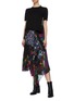 Figure View - Click To Enlarge - SACAI - Pleated floral print back knit top