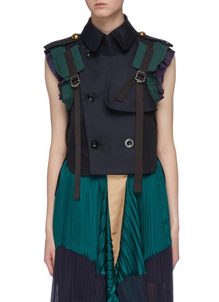 Main View - Click To Enlarge - SACAI - Ruffle back strappy double breasted vest