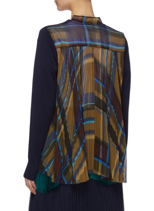 Back View - Click To Enlarge - SACAI - Pleated check plaid back cardigan