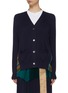 Main View - Click To Enlarge - SACAI - Pleated check plaid back cardigan