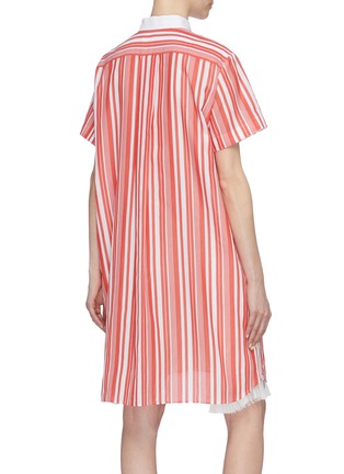 Back View - Click To Enlarge - SACAI - Contrast bib zip gusset stripe shirt dress