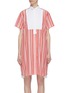 Main View - Click To Enlarge - SACAI - Contrast bib zip gusset stripe shirt dress