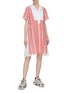 Figure View - Click To Enlarge - SACAI - Contrast bib zip gusset stripe shirt dress