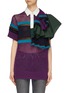 Main View - Click To Enlarge - SACAI - Tiered ruffle sleeve colourblock crochet knit polo shirt