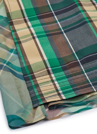  - SACAI - Belted check plaid drape panel asymmetric trench coat