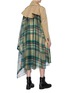 Back View - Click To Enlarge - SACAI - Belted check plaid drape panel asymmetric trench coat