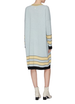 Back View - Click To Enlarge - LOEWE - Stripe jacquard hem oversized wool knit dress