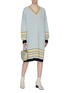 Figure View - Click To Enlarge - LOEWE - Stripe jacquard hem oversized wool knit dress