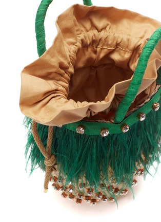 Detail View - Click To Enlarge - LE NINÈ - 'Nina Feather' glass crystal mini ostrich feather basket bag