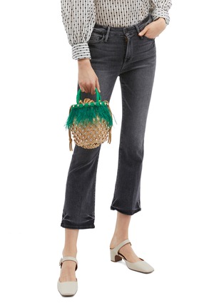 Figure View - Click To Enlarge - LE NINÈ - 'Nina Feather' glass crystal mini ostrich feather basket bag