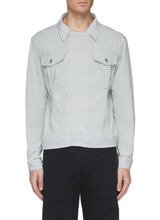 Main View - Click To Enlarge - STAFFONLY - 'Deno' layered collar chest pocket sweatshirt
