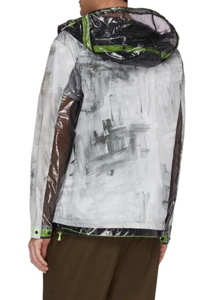 Back View - Click To Enlarge - MONCLER - 'Chardin' mesh panel abstract print patchwork hooded jacket