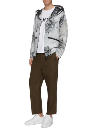 Figure View - Click To Enlarge - MONCLER - 'Chardin' mesh panel abstract print patchwork hooded jacket