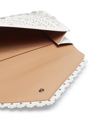 Detail View - Click To Enlarge - ALAÏA - 'Oum' floral stud geometric lasercut leather envelope clutch