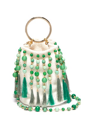 Main View - Click To Enlarge - ROSANTICA - 'Lexy' ring handle bead tassel bucket bag
