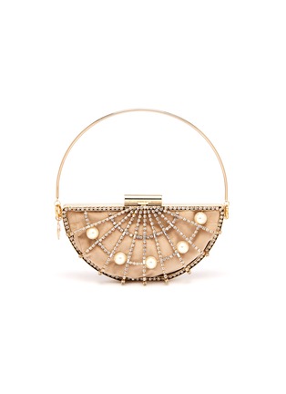 Main View - Click To Enlarge Main View - Click To Enlarge - Rosantica - 'Jodi' faux pearl glass crystal openwork half moon bag