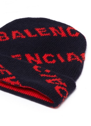 Detail View - Click To Enlarge - BALENCIAGA - Logo jacquard virgin wool blend knit beanie