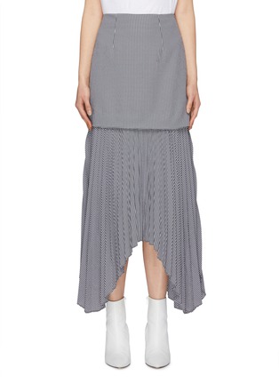 Main View - Click To Enlarge - C/MEO COLLECTIVE - 'Ovation' pleated underlay gingham check handkerchief skirt