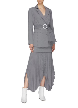 Figure View - Click To Enlarge - C/MEO COLLECTIVE - 'Ovation' pleated underlay gingham check handkerchief skirt