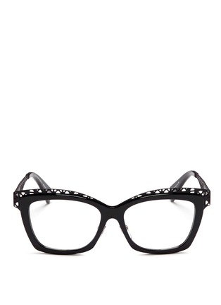 Main View - Click To Enlarge - ALEXANDER MCQUEEN - Wavy cutout metal brow bar optical glasses