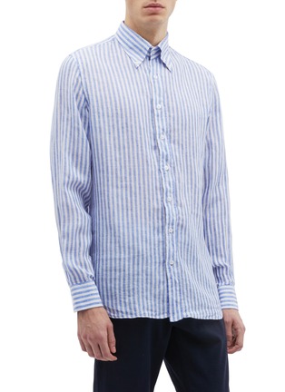 Front View - Click To Enlarge - LARDINI - Stripe linen shirt