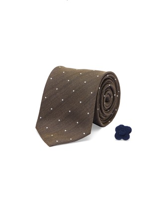 Main View - Click To Enlarge - LARDINI - Polka dot embroidered woven silk tie