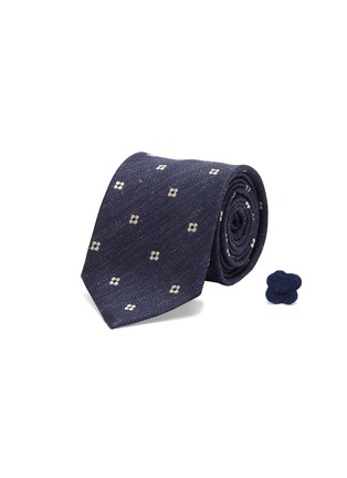 Main View - Click To Enlarge - LARDINI - Floral embroidered woven silk-linen tie