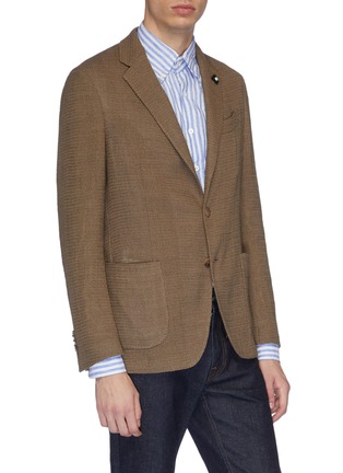 Front View - Click To Enlarge - LARDINI - Wool-blend textured knit soft blazer