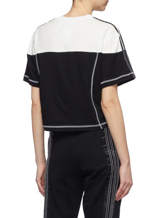 Back View - Click To Enlarge - ADIDAS ORIGINALS BY ALEXANDER WANG - 'Disjoin' 3-Stripes sleeve logo print colourblock cropped top