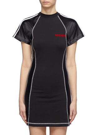 Main View - Click To Enlarge - ADIDAS ORIGINALS BY ALEXANDER WANG - 3-Stripes sleeve contrast topstitching T-shirt dress