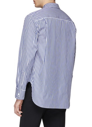 Back View - Click To Enlarge - SOLID HOMME - Layered button placket stripe shirt