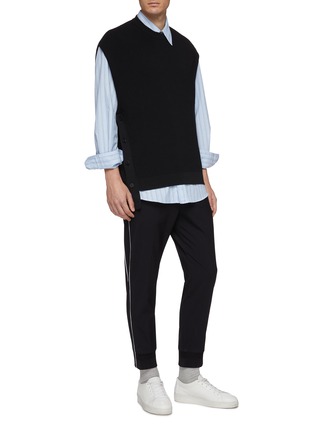 Figure View - Click To Enlarge - SOLID HOMME - Piped outseam jogging pants