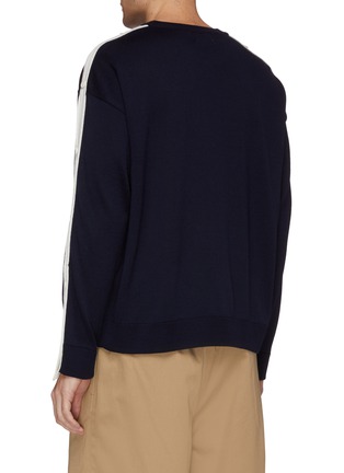Back View - Click To Enlarge - SOLID HOMME - Button stripe sleeve wool sweater